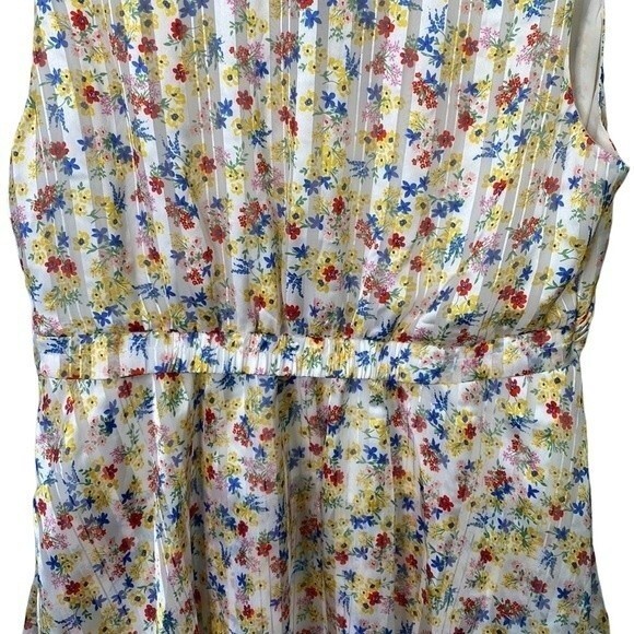 Banana Republic Floral Sleeveless Fit & Flare Dress Ruffle Tiered V-Neck Lined - Picture 7 of 15